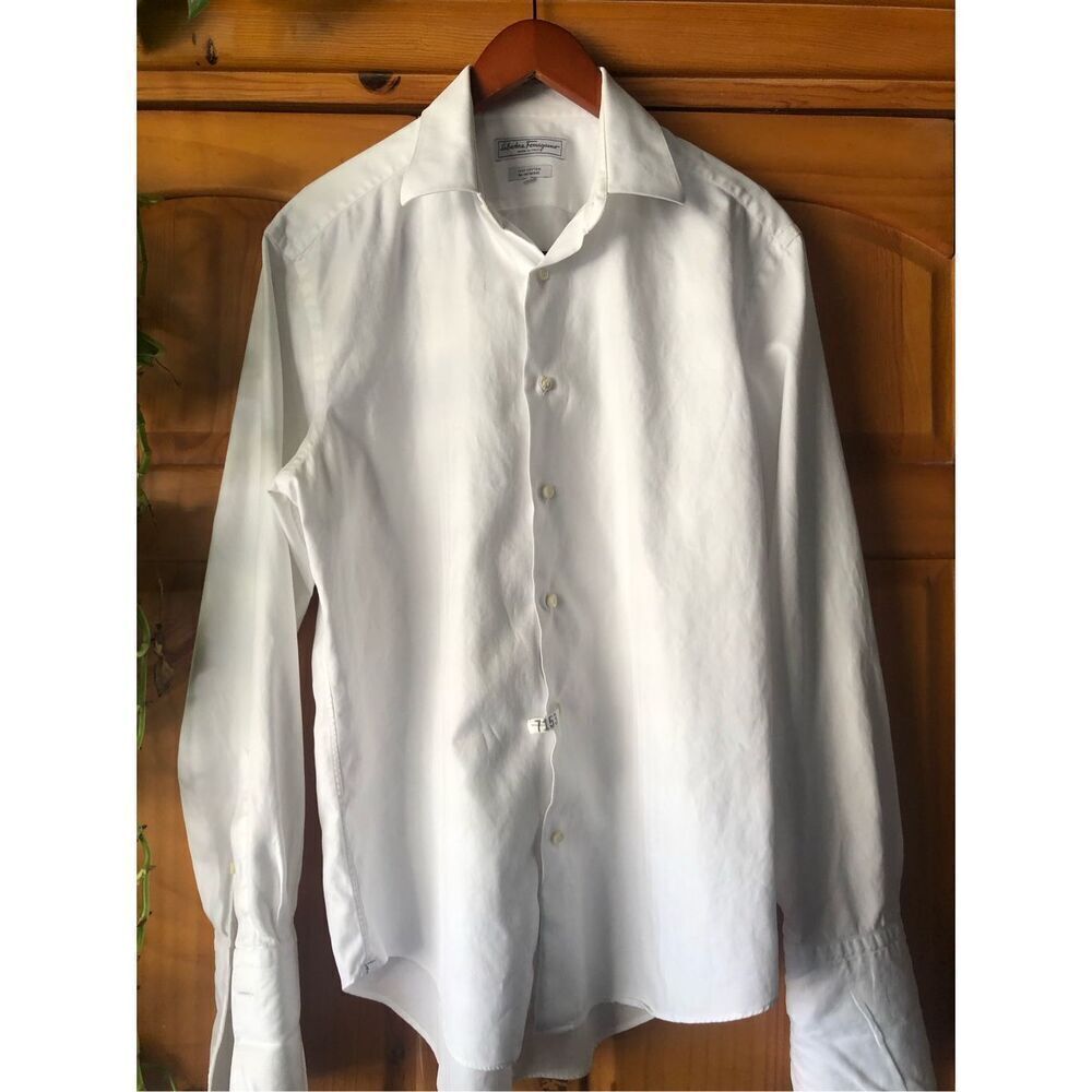 Salvatore Ferragamo White Dress Shirt 41 / 16 Made in Italy 100% Cotton